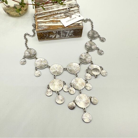 Bancroft Silver Discs Tiered Statement Necklace - Picture 1 of 4